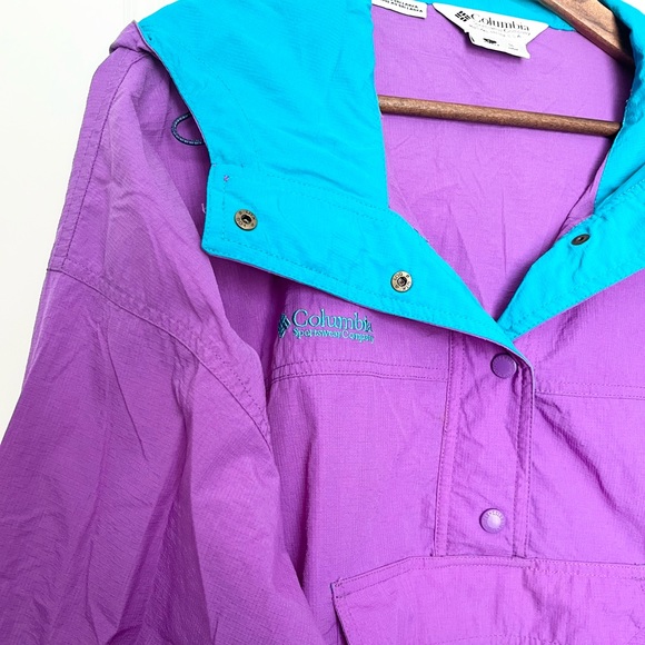 Vintage Purple Columbia Hooded Pullover with pockets and drawstring Large EUC - Picture 2 of 5